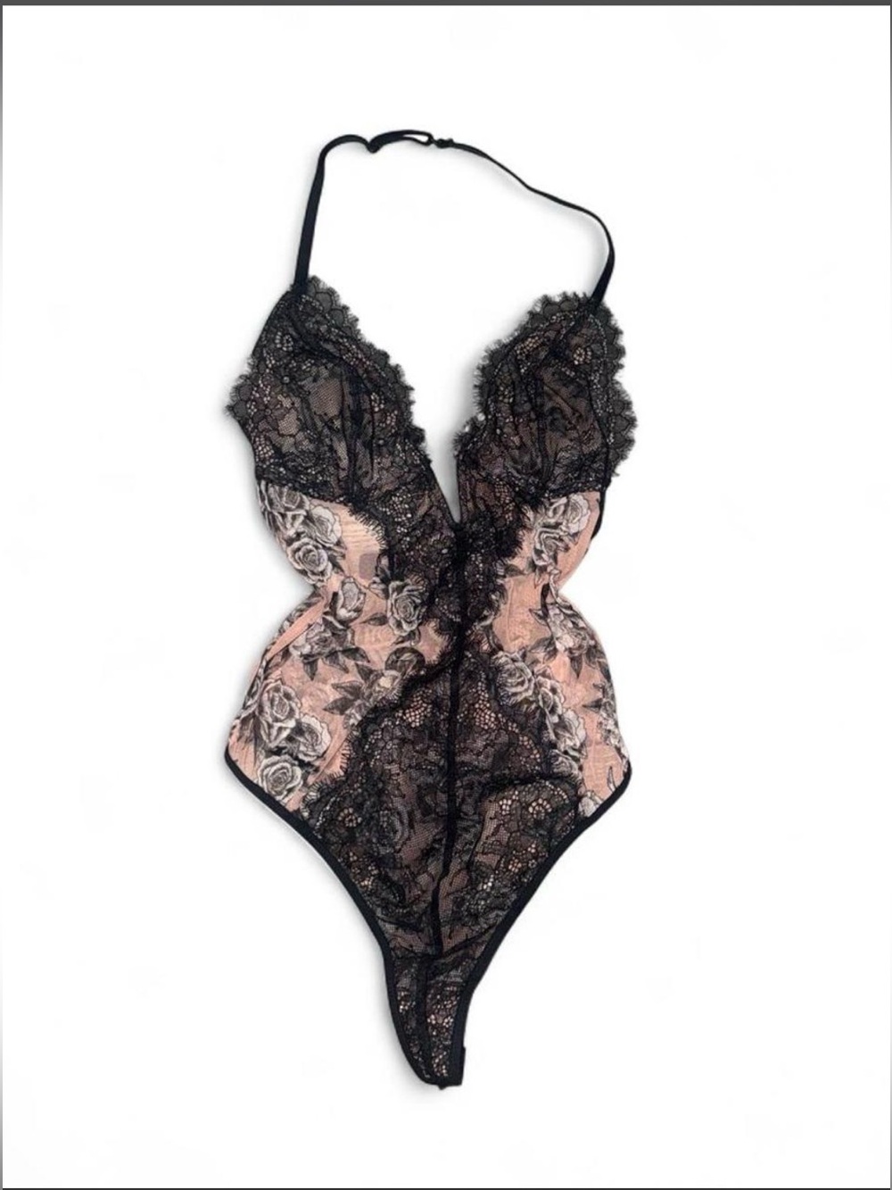 Victoria's Secret Black Lace Floral Teddy
